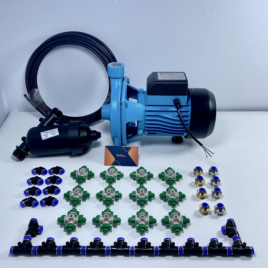 Trọn bộ phun sương tưới lan 150 béc 4 hướng - Bơm Kazuma 1HP công suất lớn 150-250m2