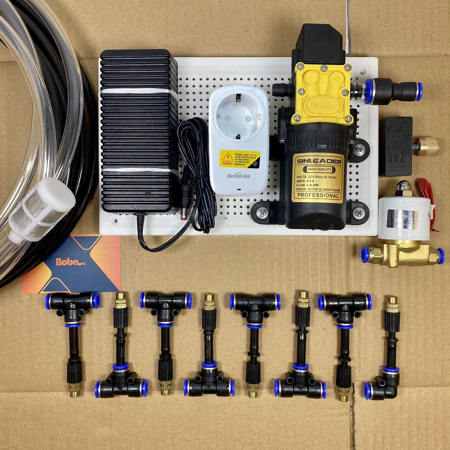 Trọn bộ phun sương tưới vườn cây 10 béc 1 hướng đồng điều khiển từ xa - bộ đầy đủ