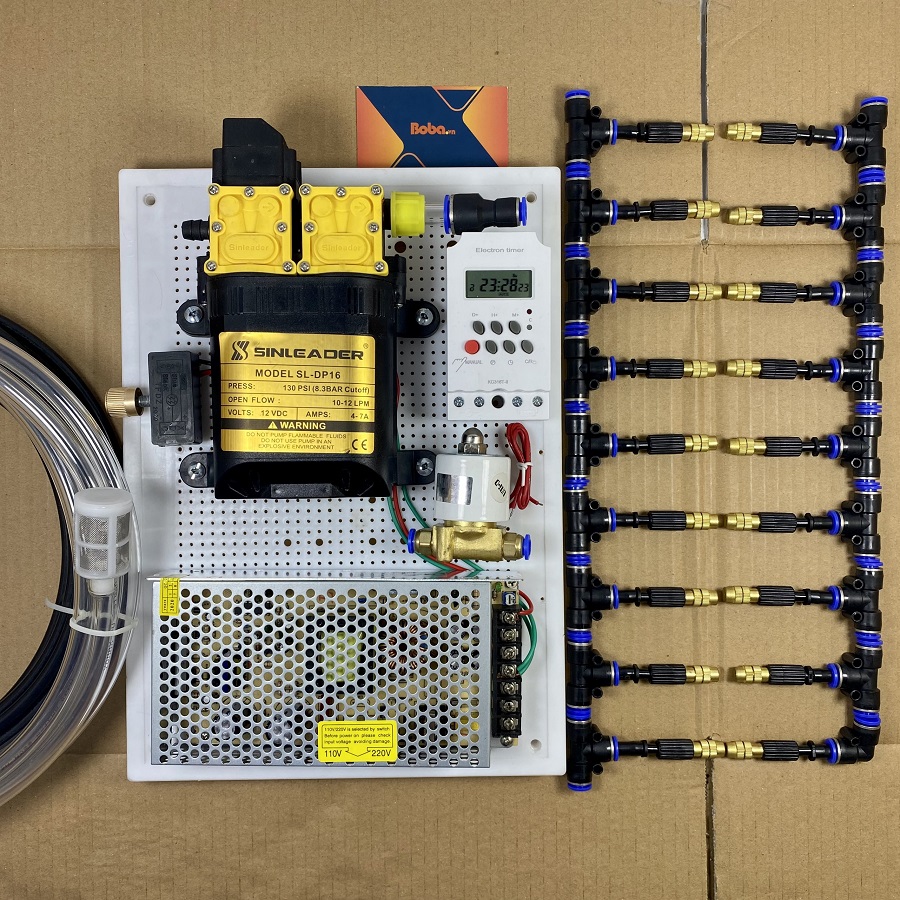 Trọn bộ phun sương tưới vườn lan cây cảnh tự động 20 béc phun 1 hướng đầu đồng - Bộ đầy đủ phụ kiện