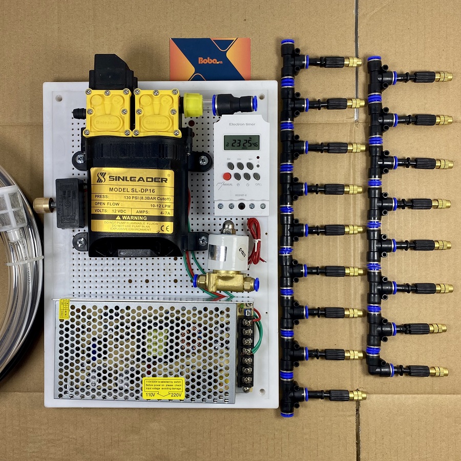 Trọn bộ phun sương tưới vườn lan cây cảnh tự động 20 béc phun 1 hướng đầu đồng - Bộ đầy đủ phụ kiện