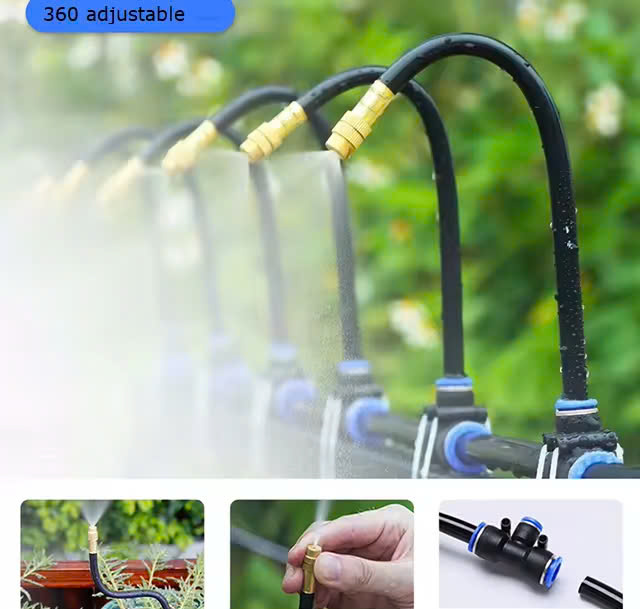 Bộ kít phun sương uốn công 10 béc bằng đồng dùng ống 10mm