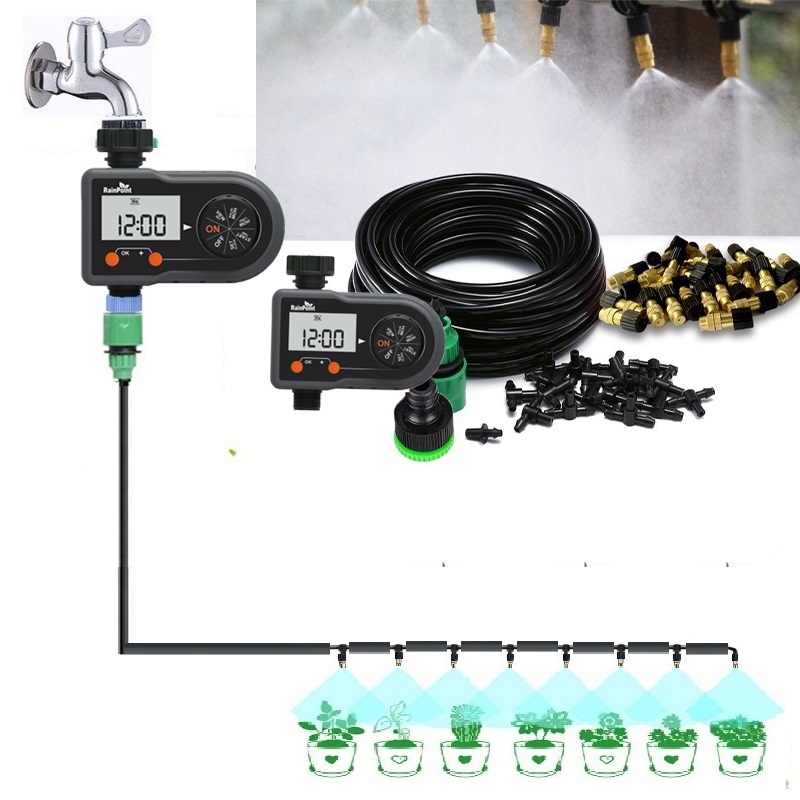 Bộ phun sương tưới cây 15 đầu phun bằng đồng kèm van nước hẹn giờ Rainpoint ITV101