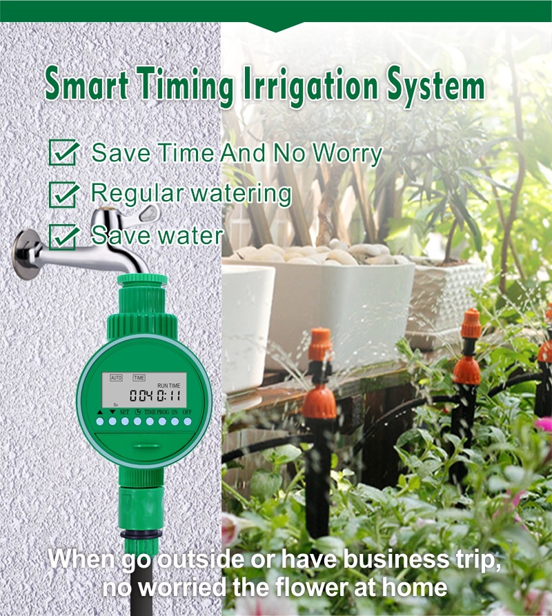 Bộ tưới nhỏ giọt tự động 30 đầu 8 tia có thân cắm van nước hẹn giờ DH605