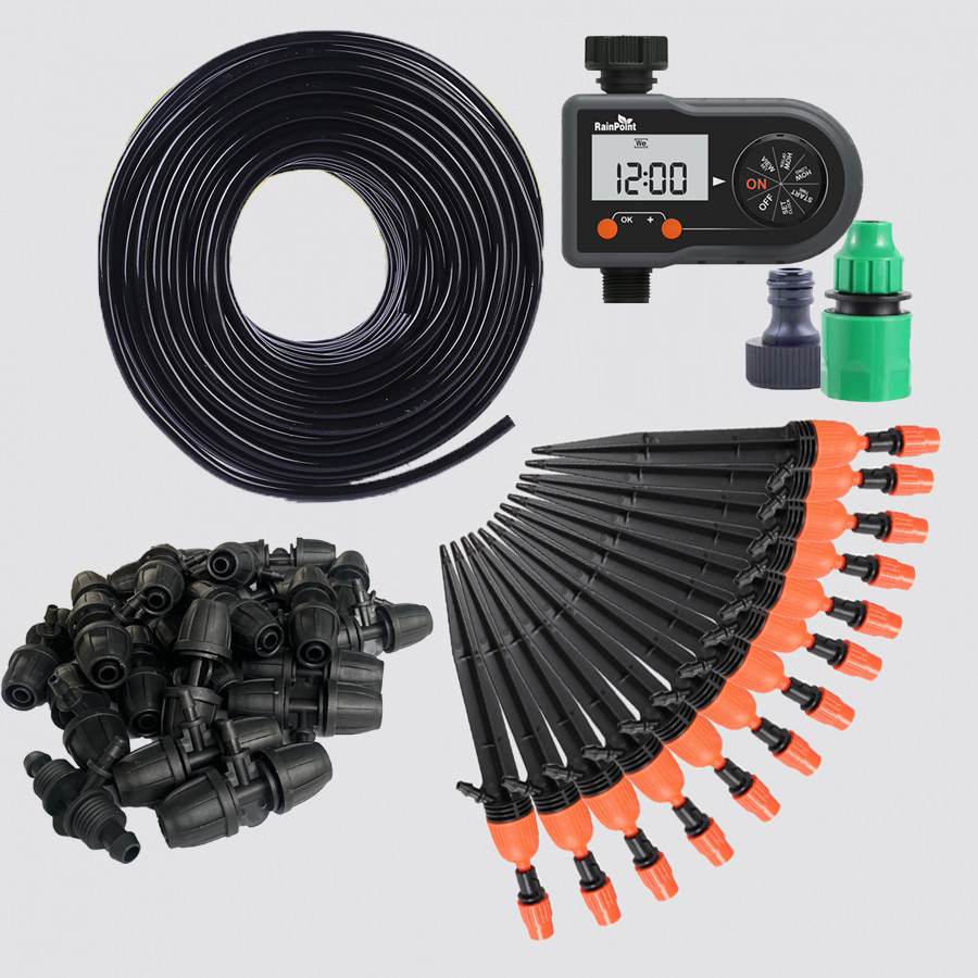 Bô tưới tự động 20 béc vừa phun vừa tới dùng ống 10mm van nước Rainpoint ITV101