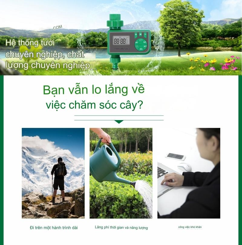 Bộ tưới tự động nhỏ giọt hẹn giờ 20 béc que cắm DH607