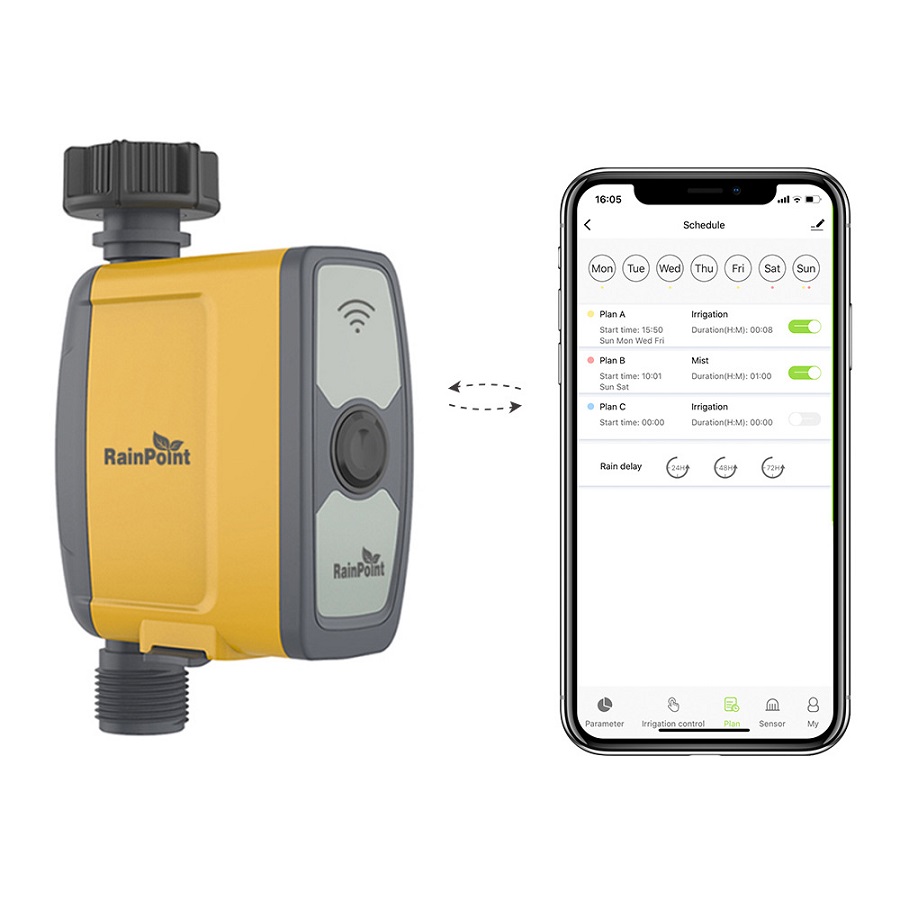 Bộ van tưới nước tự động RainPoint bằng wifi dùng pin