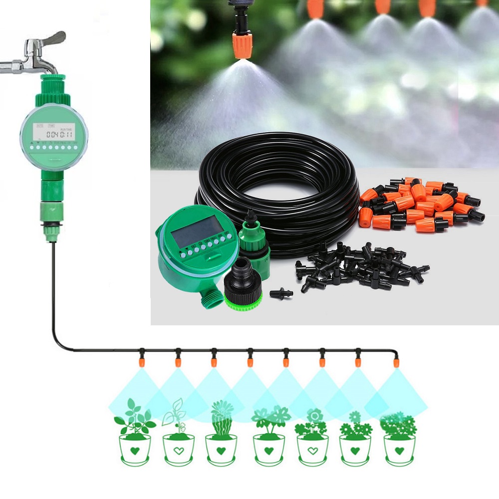 Combo tưới cây tự động 15 đầu phun sương van nước hẹn giờ DH605