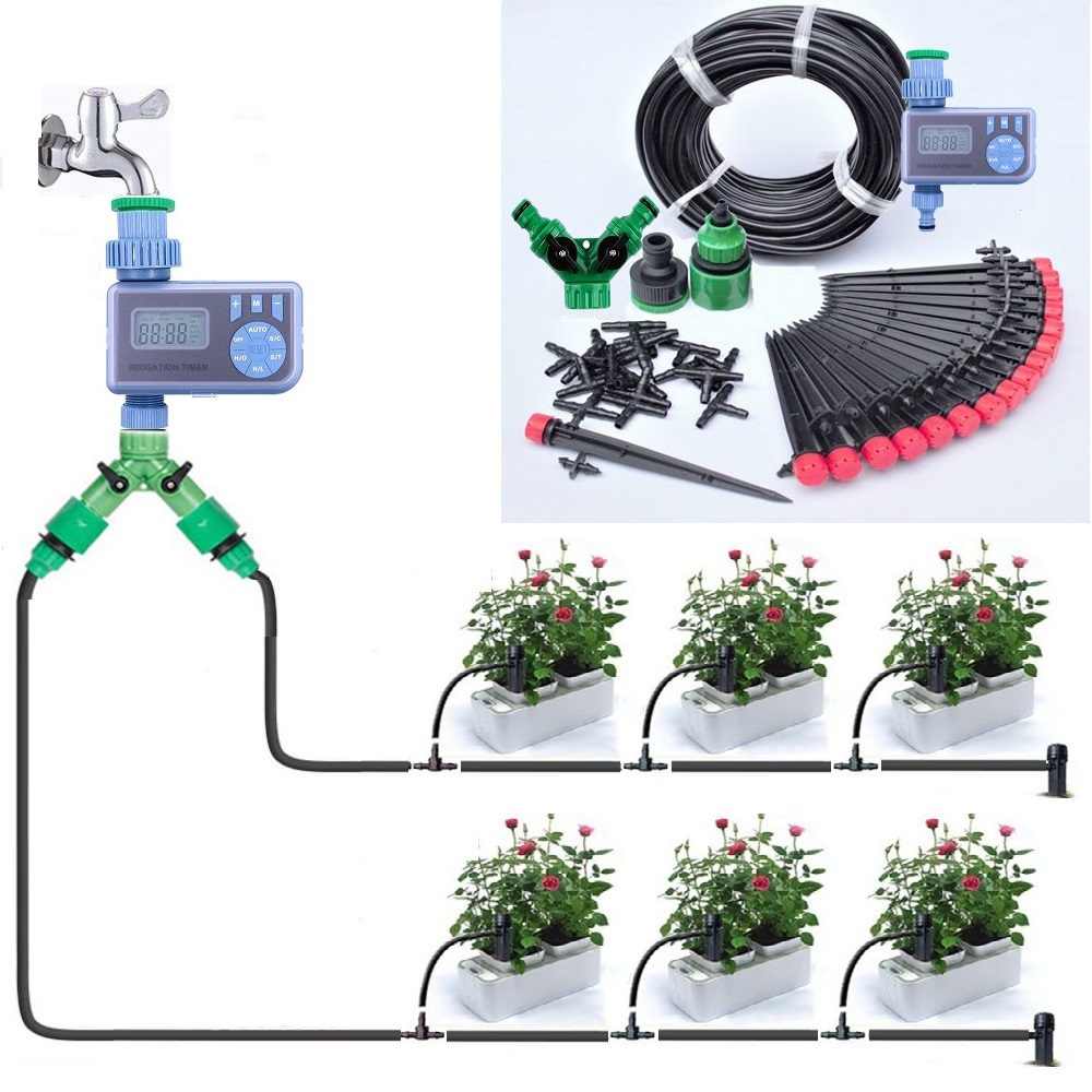 Combo tưới nhỏ giọt hẹn giờ tự động 30 béc que cắm DH607