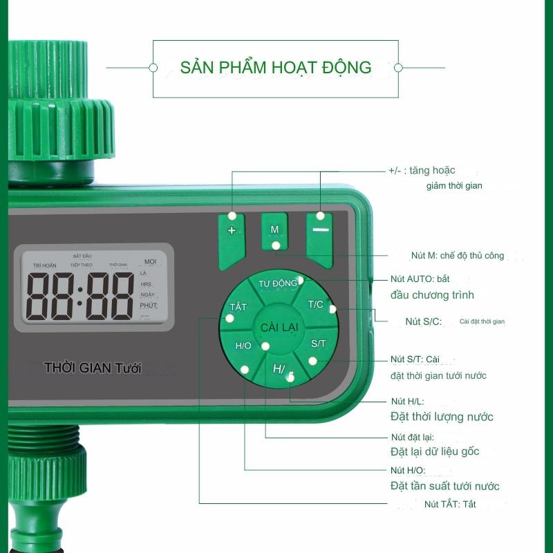 Combo tưới nhỏ giọt hẹn giờ tự động 30 béc que cắm DH607