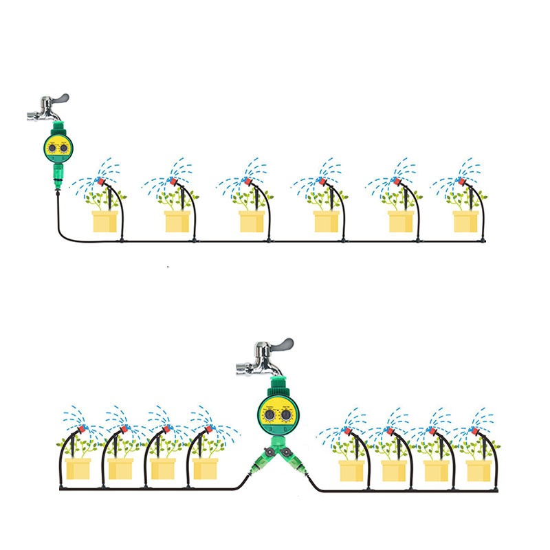 Bộ phun sương tưới cây tự động 30 béc đủ phụ kiện dùng van nước hẹn giờ DH606 có 30m dây