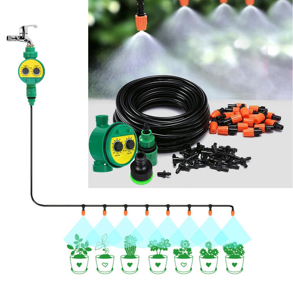 Trọn bộ phun sương tưới cây tự động 15 đầu van nước hẹn giờ dh606