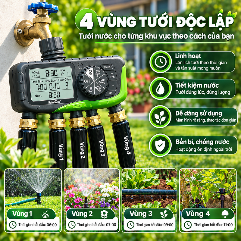 Van điều khiển phun tưới cây tự động Rainpoint ITV447