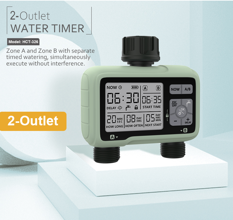 Van nước hẹn giờ tự động HCT - 326 có 2 đầu ra cấu hình riêng biệt