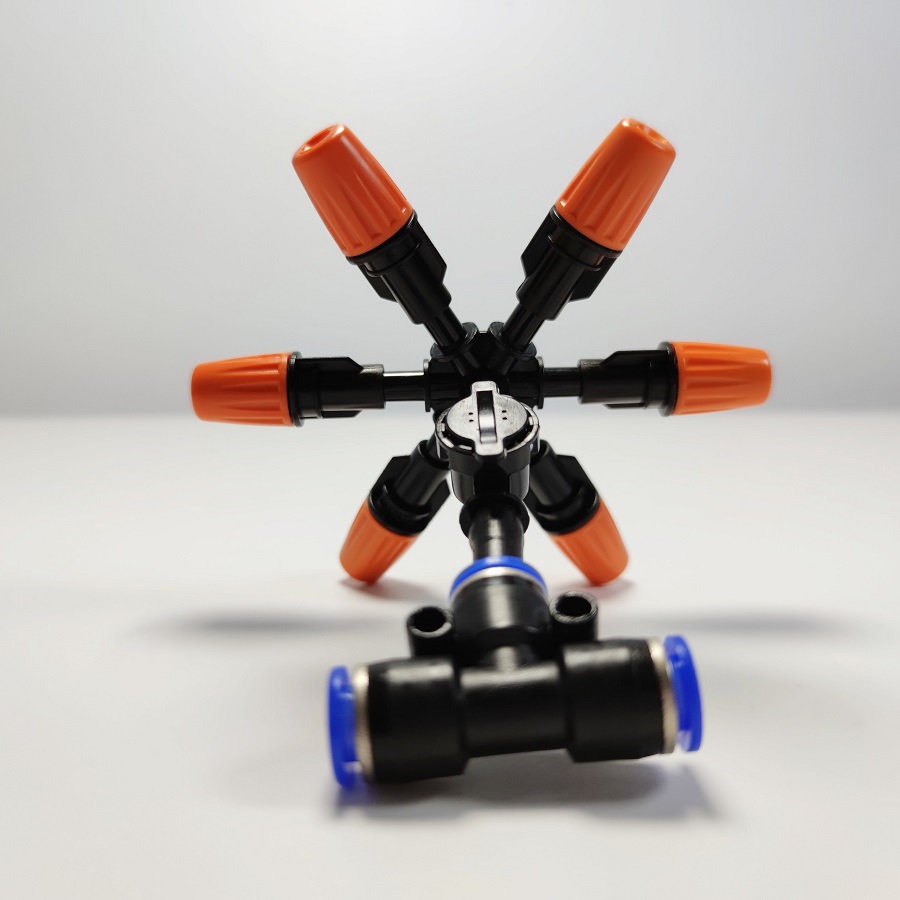 Béc 6 hướng có van chống rỉ kèm đầu nối T