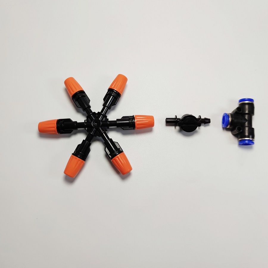 Béc 6 hướng có van chống rỉ kèm đầu nối T