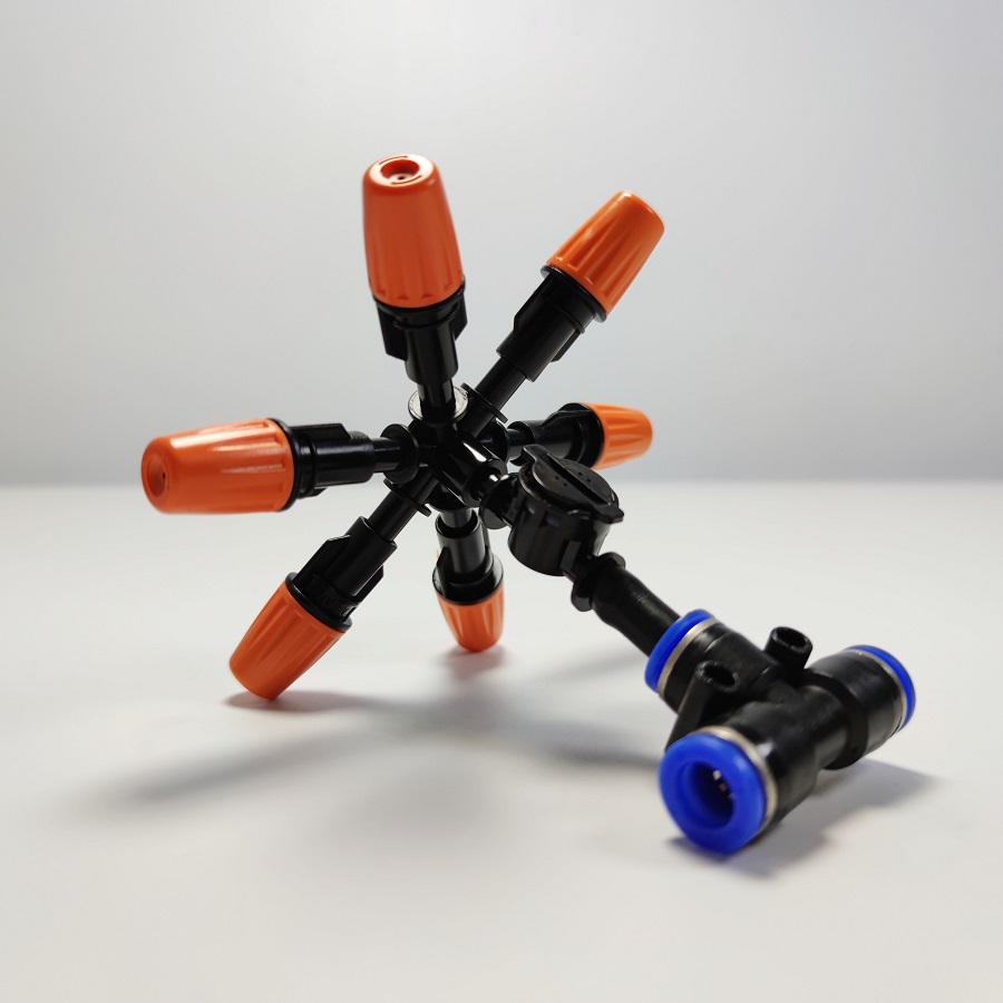 Béc 6 hướng có van chống rỉ kèm đầu nối T