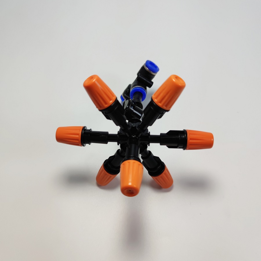 Béc 7 hướng đầu nhựa cam có van bù áp chống gỉ nước