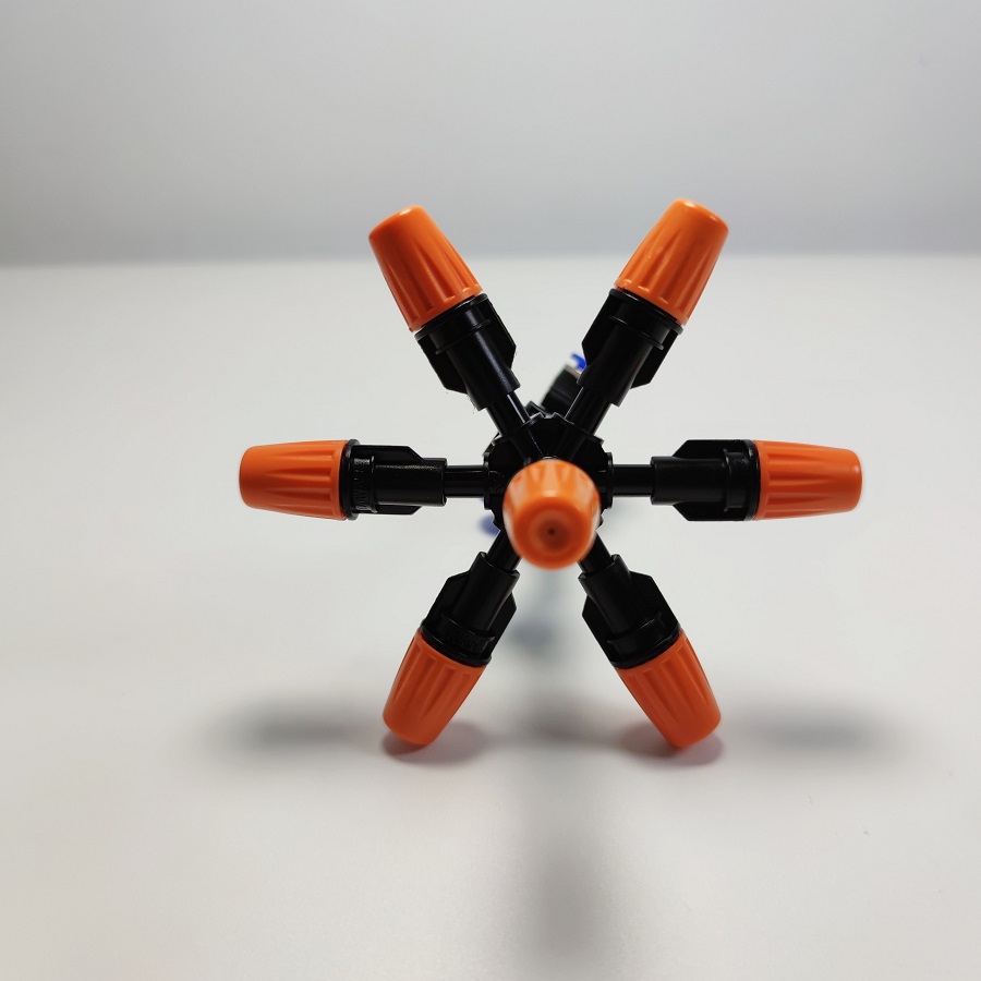 Béc 7 hướng đầu nhựa cam có van bù áp chống gỉ nước