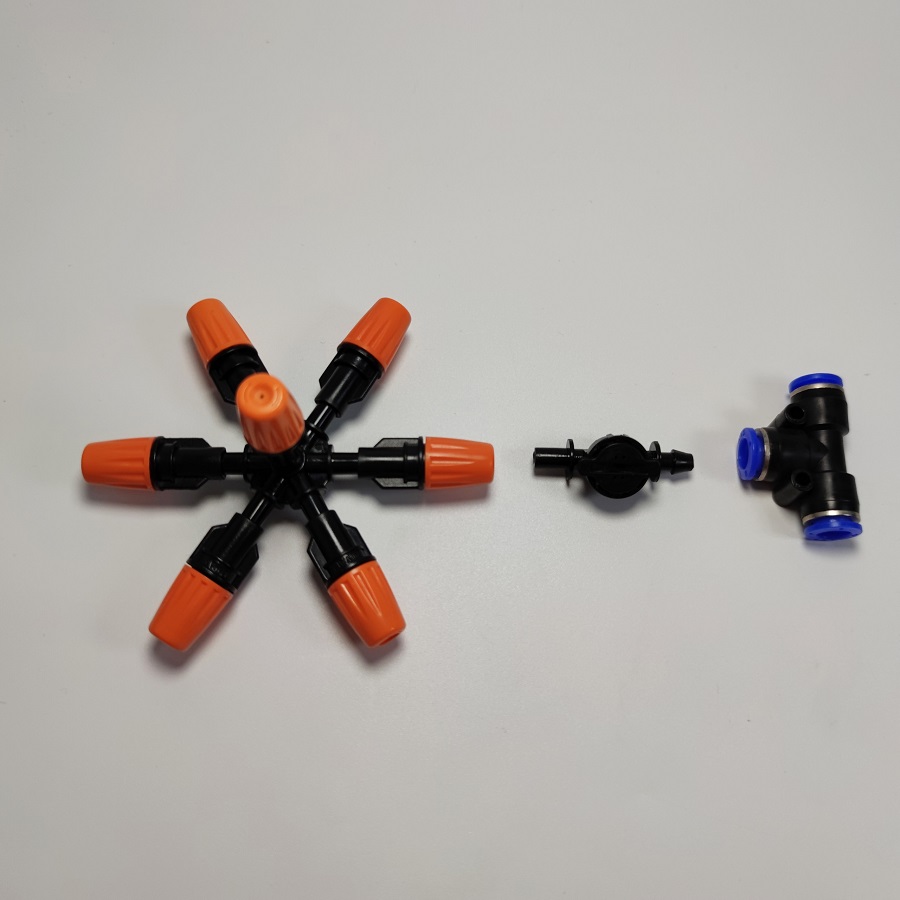 Béc 7 hướng đầu nhựa cam có van bù áp chống gỉ nước