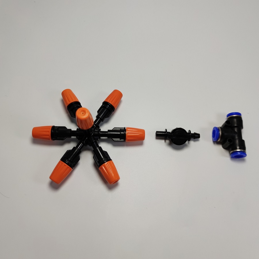 Béc 7 hướng đầu nhựa cam có van bù áp chống gỉ nước