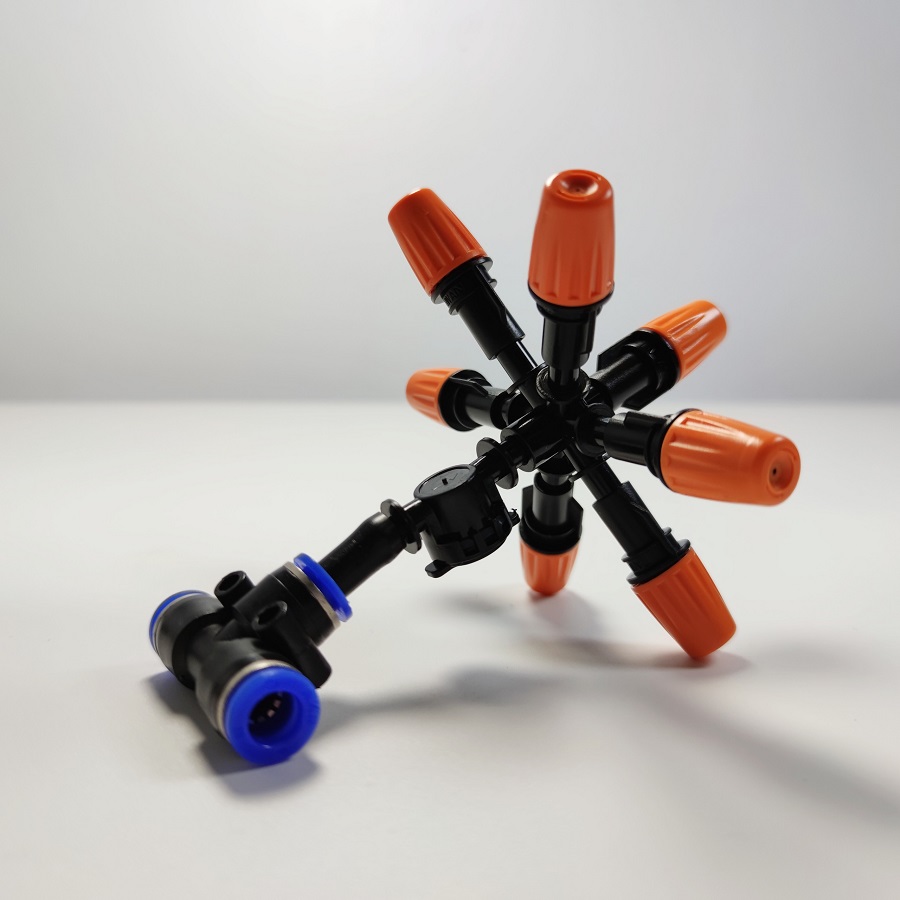 Béc 7 hướng đầu nhựa cam có van bù áp chống gỉ nước