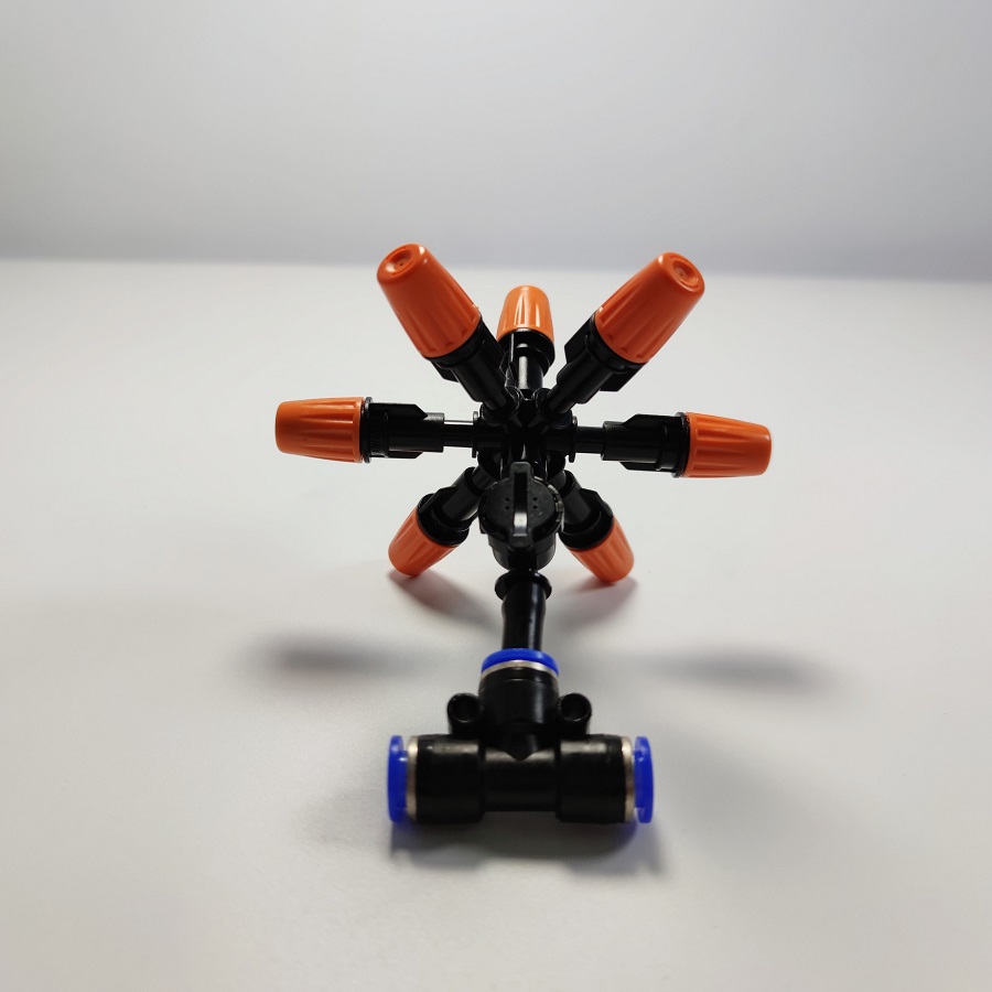 Béc 7 hướng đầu nhựa cam có van bù áp chống gỉ nước