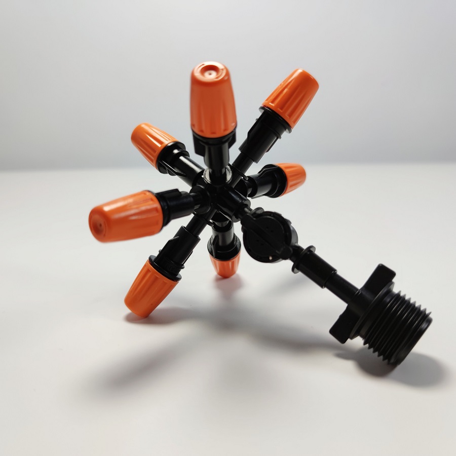 Béc 7 hướng nhựa kèm bù áp và chân ren 21