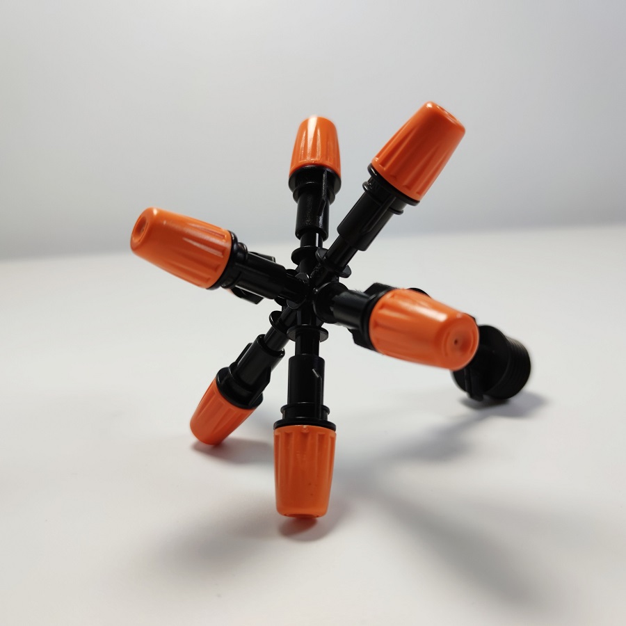 Béc 7 hướng nhựa kèm bù áp và chân ren 21