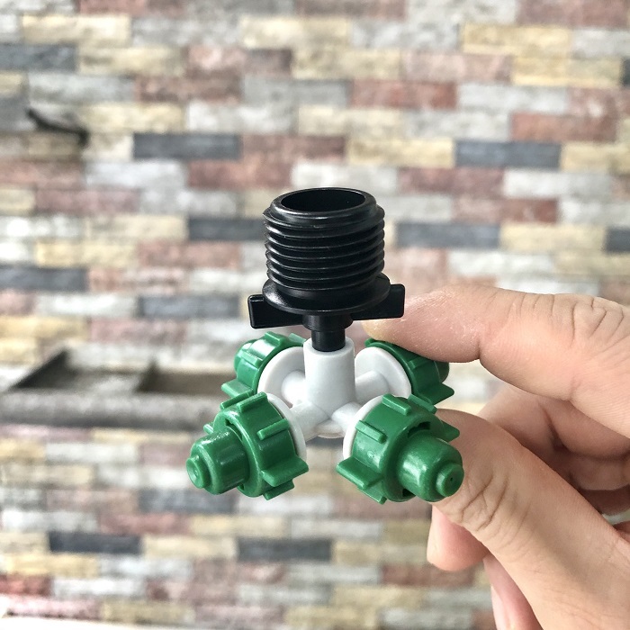Béc nhựa 4 hướng kèm ren nối ống 21mm