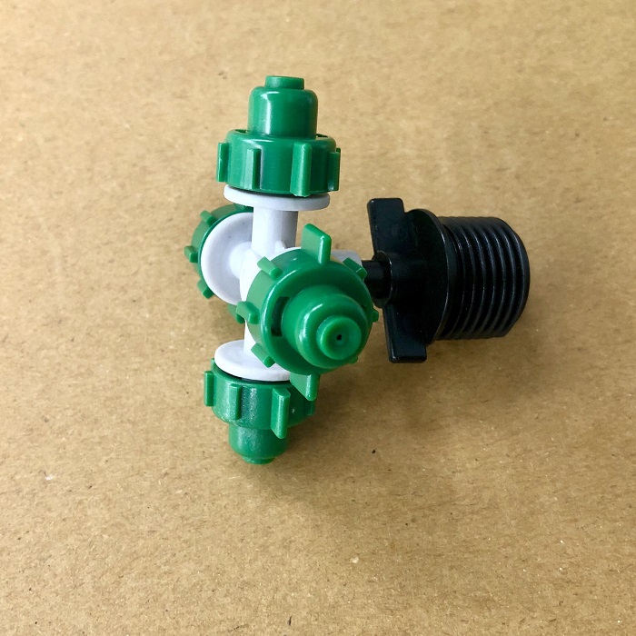 Béc nhựa 4 hướng kèm ren nối ống 21mm