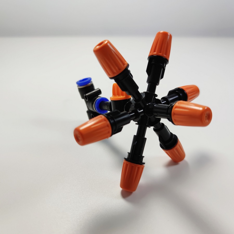 Béc phun 7 hướng cam nhựa có van khóa ống