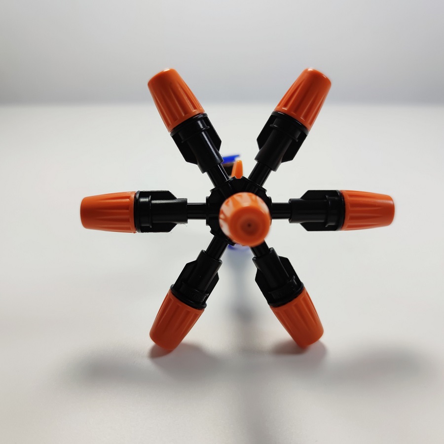 Béc phun 7 hướng cam nhựa có van khóa ống