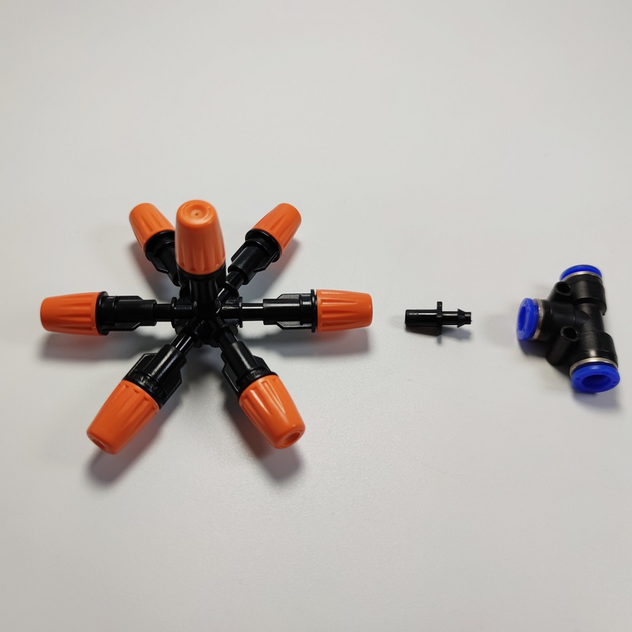 Béc phun tưới 7 hướng cam đầu nhựa