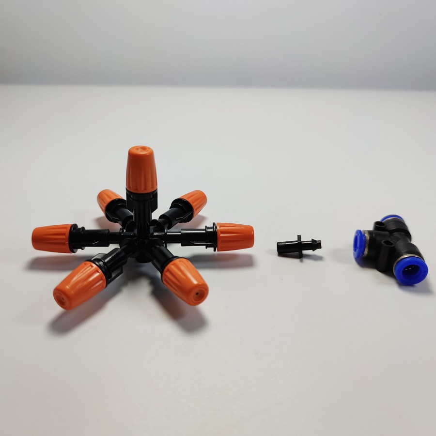 Béc phun tưới 7 hướng cam đầu nhựa