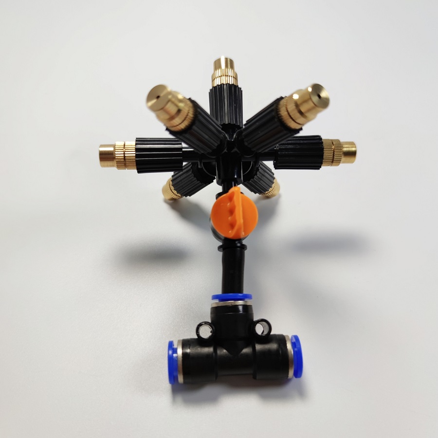 Bộ béc 7 hướng đầu đồng có chân van khóa mở nước