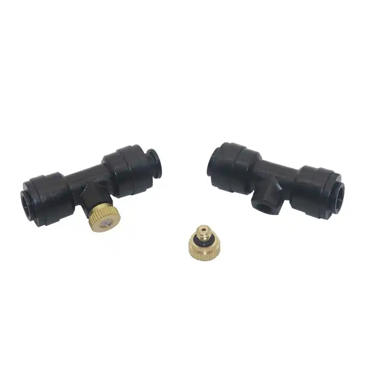 Bộ đế nhựa 8mm và đầu phun đồng DN64 chuyên tưới cây làm mát lắp đặt vào quạt