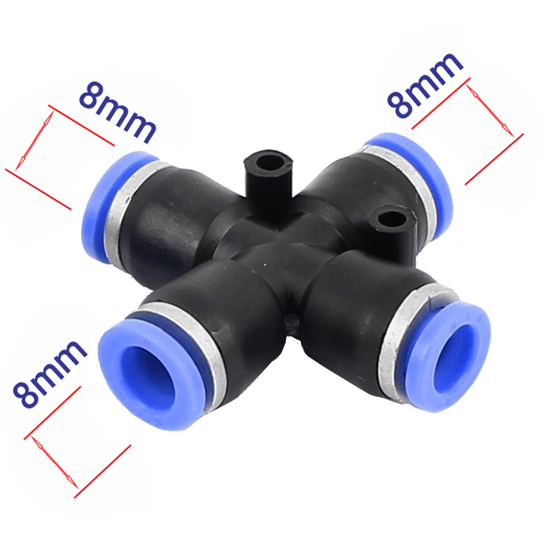 Đầu nối chữ thập 4 hướng nhựa nối ống 8mm - 8mm