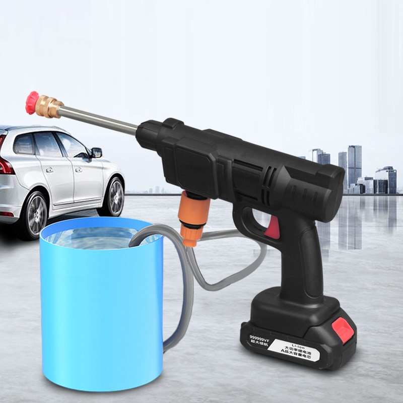 Máy rửa xe cầm tay gia đình công suất 400w pin sạc 48V phun thuốc sâu tưới cây xịt sân rửa máy lạnh