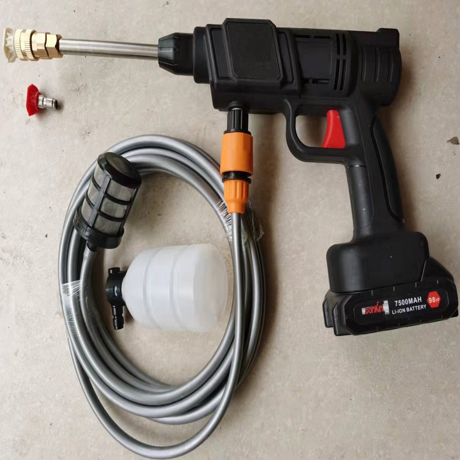 Máy rửa xe cầm tay gia đình công suất 400w pin sạc 48V phun thuốc sâu tưới cây xịt sân rửa máy lạnh