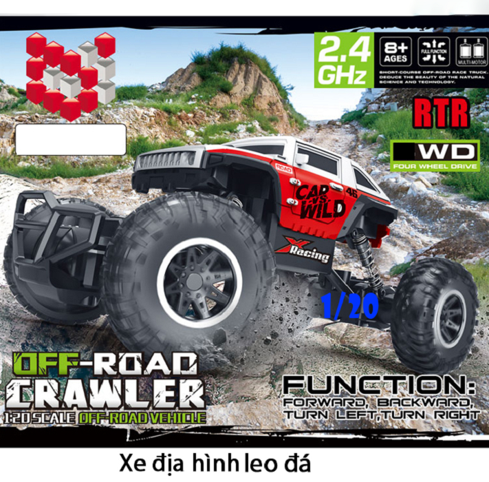 Xe địa hình điều khiển monter tỉ lệ 1-20 Rock Crawler 4WD 1020-1