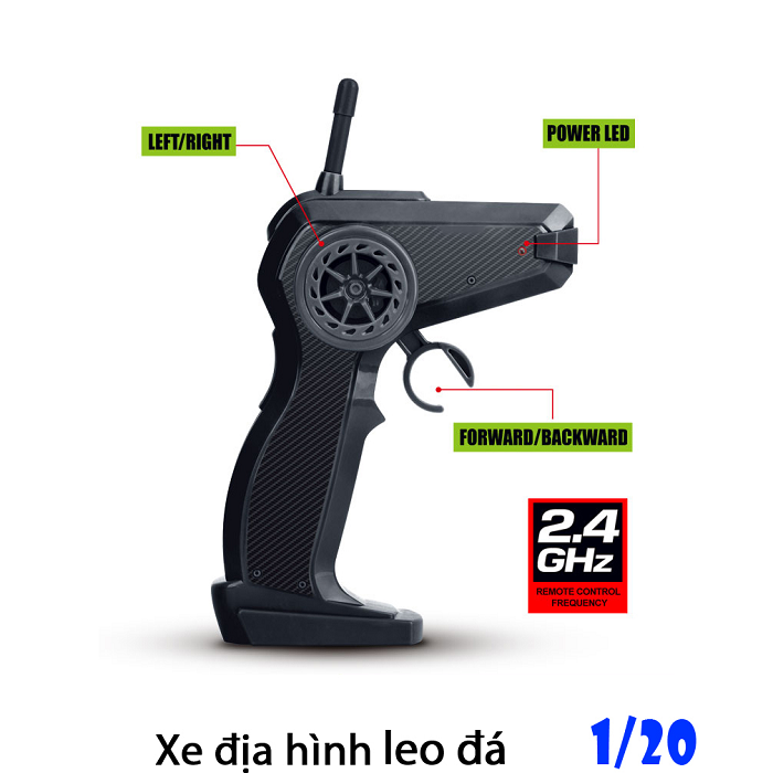 Xe địa hình điều khiển monter tỉ lệ 1-20 Rock Crawler 4WD 1020-1