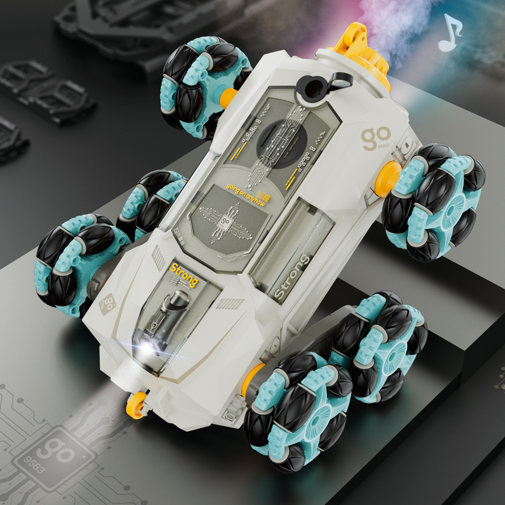 Xe ô tô điều khiển từ xa 6 bánh xe remote tay cầm đơn xoay 360 độ có nhạc D600