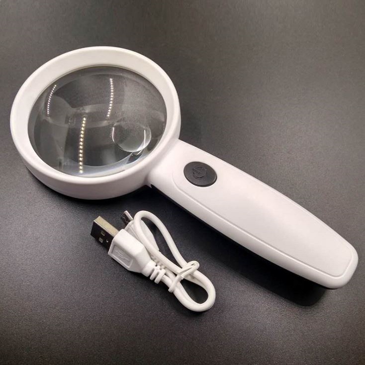 Kính lúp cầm tay sạc USB có đèn led 6H-5C