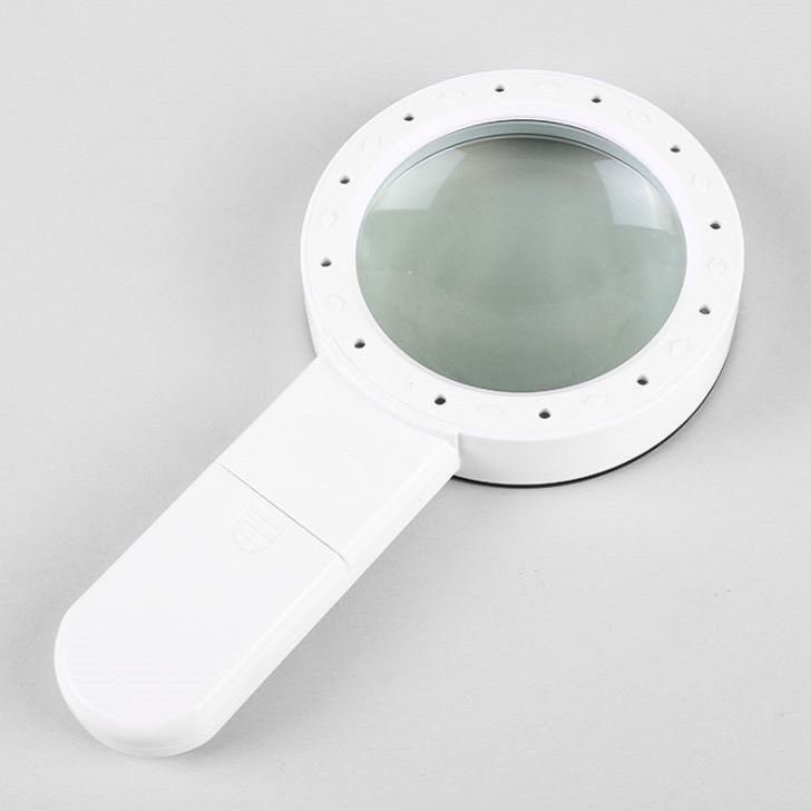 Kính lúp chuyên dụng đọc sách báo sửa chữa 30x cầm tay tích hợp 12 đèn led siêu sáng K288