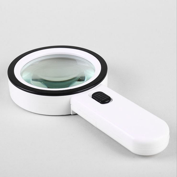 Kính lúp chuyên dụng đọc sách báo sửa chữa 30x cầm tay tích hợp 12 đèn led siêu sáng K288