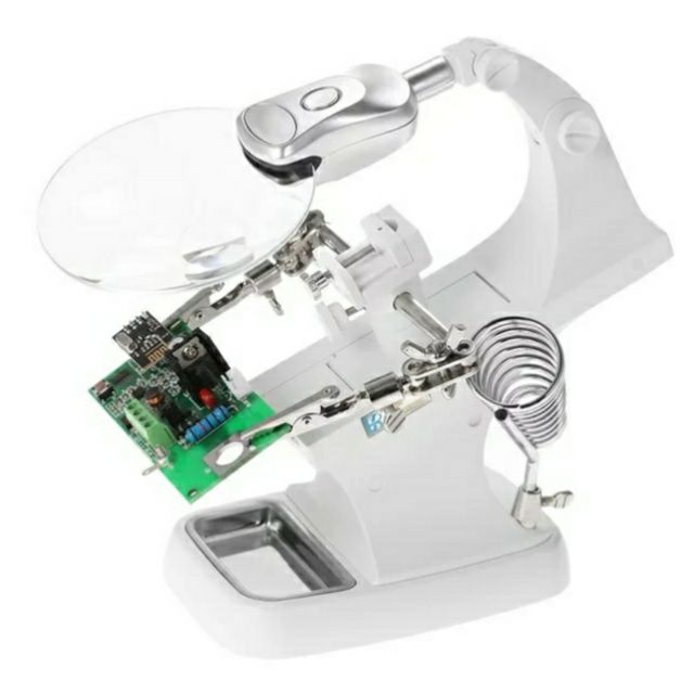 Kính lúp để bàn sữa chữa 5X K8 có đèn led và khay dụng cụ