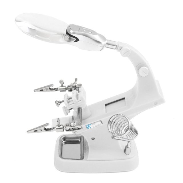 Kính lúp để bàn sữa chữa 5X K8 có đèn led và khay dụng cụ