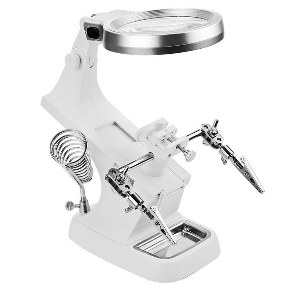 Kính lúp để bàn sữa chữa 5X K8 có đèn led và khay dụng cụ