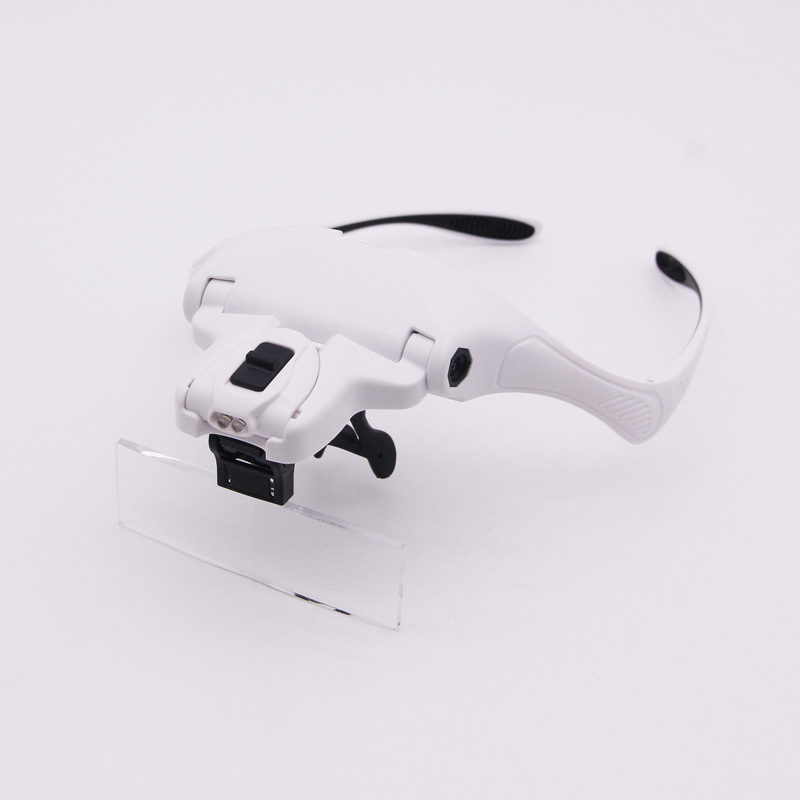 Kính lúp đeo đầu có đèn LED đọc sách sửa chữa kiểm tra và nhận dạng cho người già có 5 thấu kính