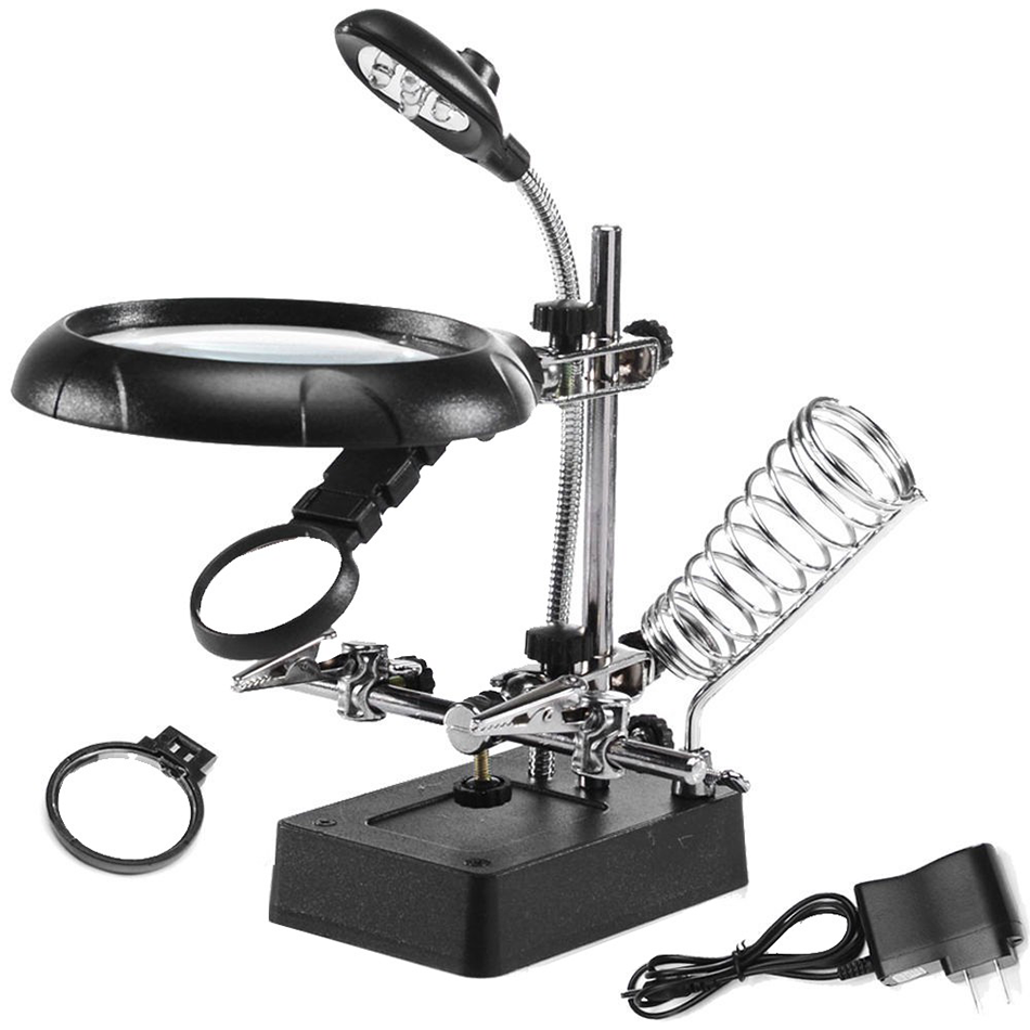 Kính Lúp Kẹp Board Sửa Chữa Đa Năng Có Đèn 5 Led N3